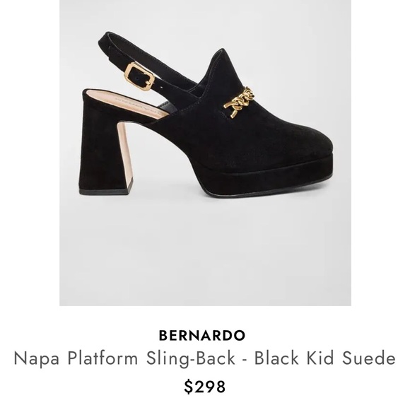 Bernardo Napa Platform Sling-Back Black Kid Suede Shoes Made in Brazil Size 7.5 - Picture 8 of 8